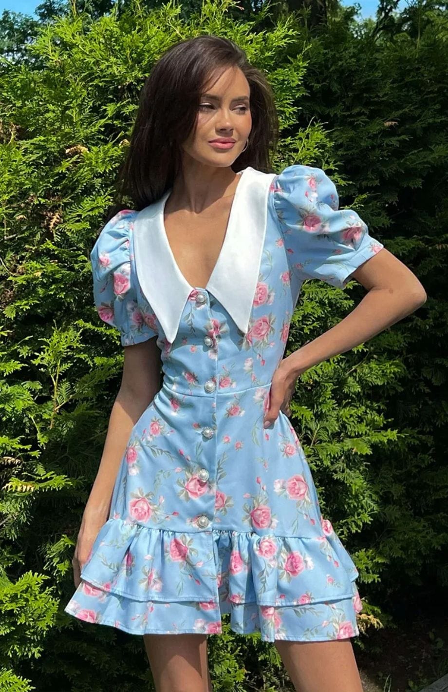 Robe Courte Champêtre Fleurs Chic Petites Manches