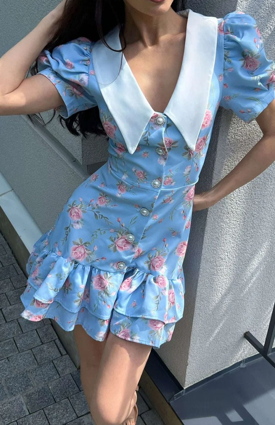 Robe Courte Champêtre Fleurs Chic Petites Manches