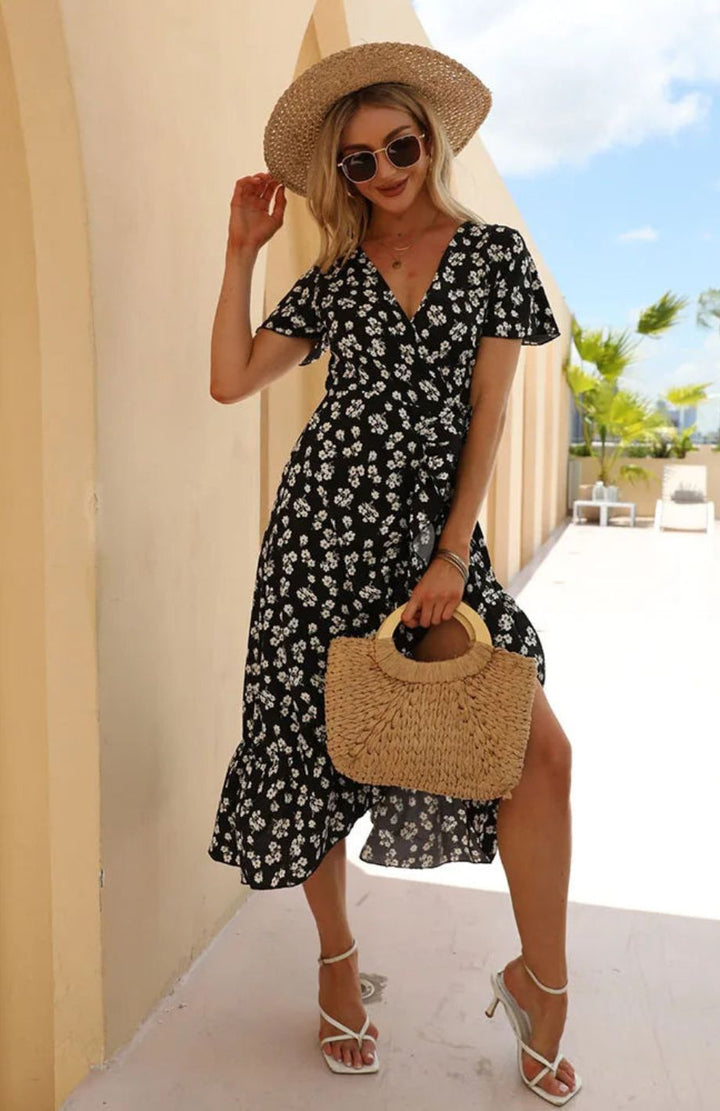 Robe D'été Fleurie Mi Longue
