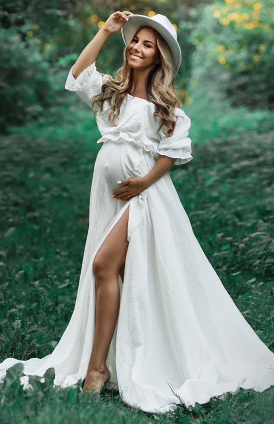 Robe De Grossesse Champêtre | Reine Rustique BLANC / TAILLE UNIQUE