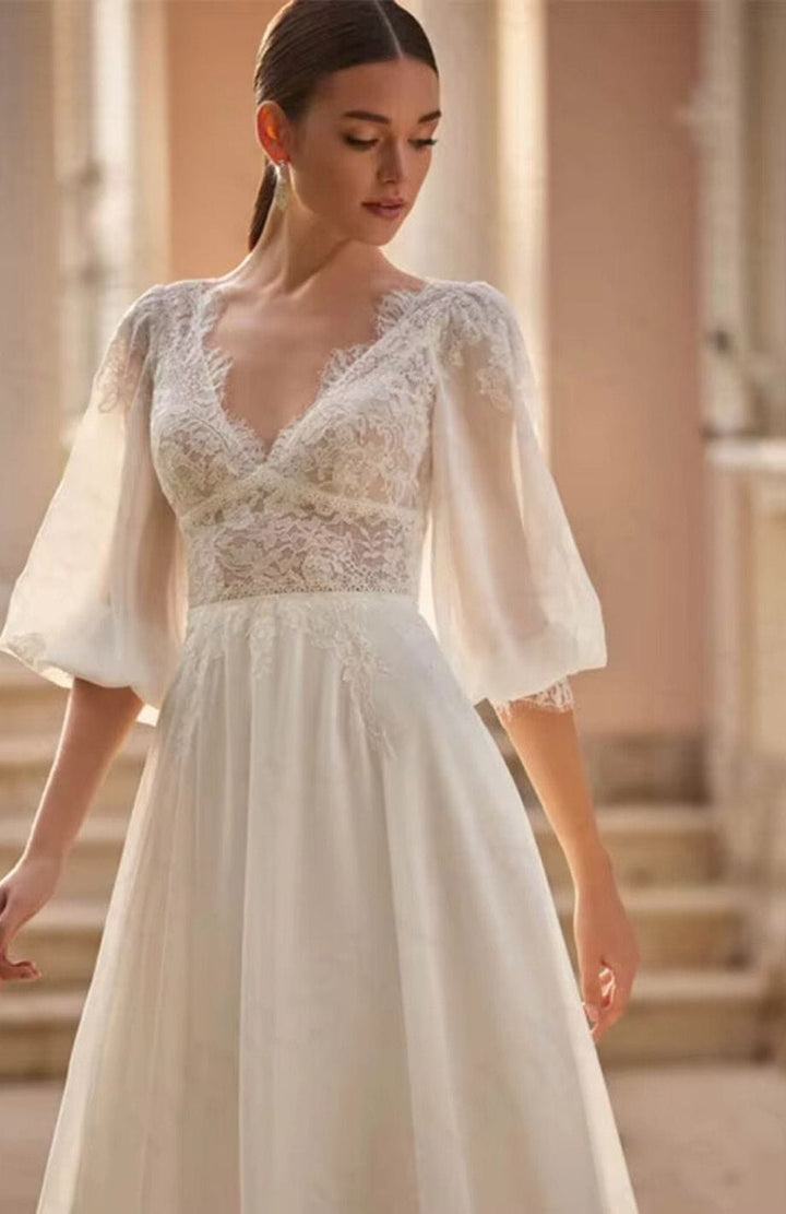 Robe De Mariée Bohème Avec Manche | Reine Rustique