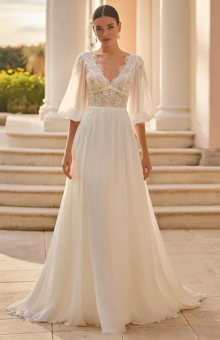 Robe De Mariée Bohème Avec Manche | Reine Rustique IVOIRE / 2