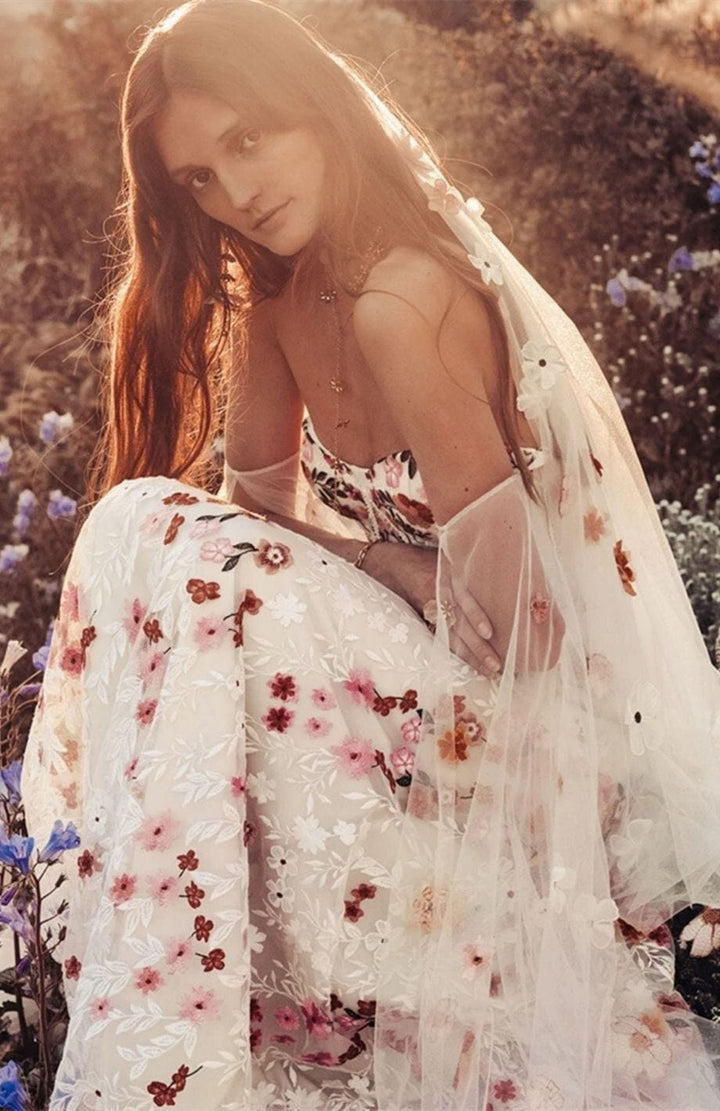 Robe De Mariée Bohème Fleurie | Reine Rustique