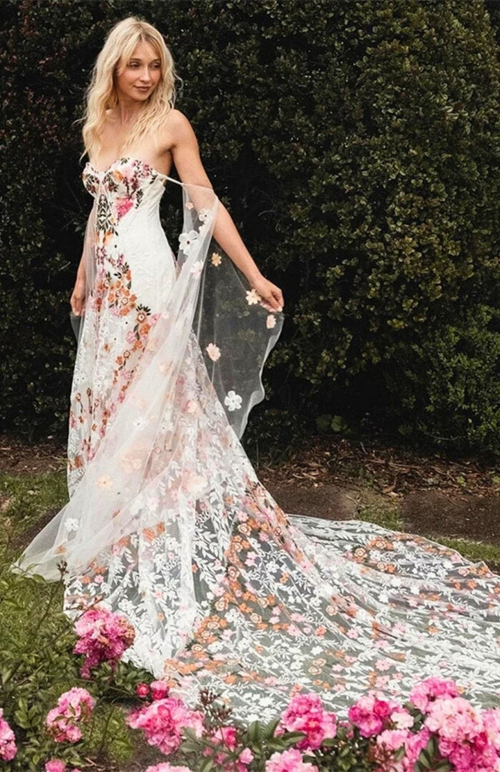 Robe De Mariée Bohème Fleurie | Reine Rustique