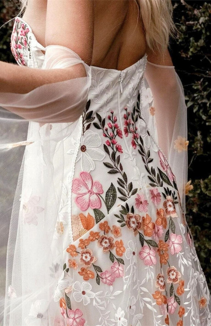 Robe De Mariée Bohème Fleurie | Reine Rustique