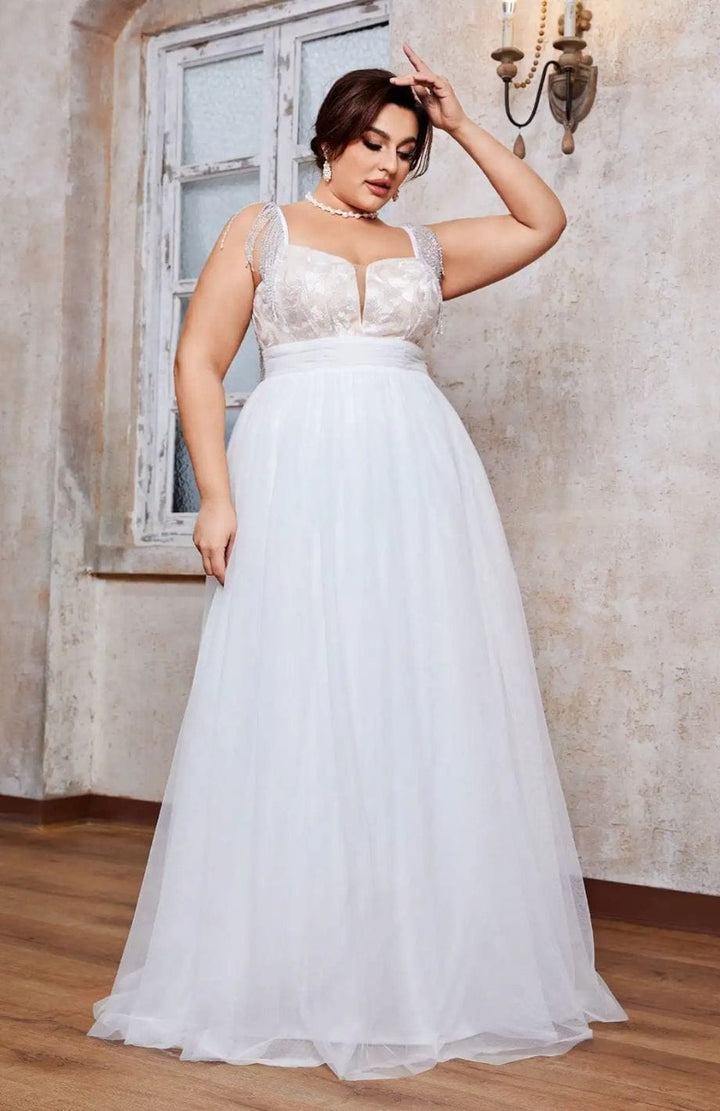 Robe De Mariée Femme Ronde Grande Taille BLANC / 0XL