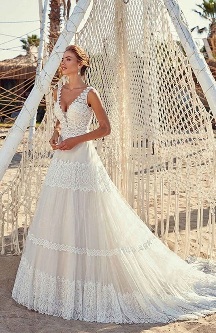 Robe De Mariée Plage Bohème | Reine Rustique BLANC / 2