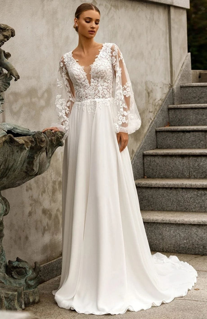 Robe De Mariée Sirène Bohème | Reine Rustique BLANC / Longueur du sol / 2