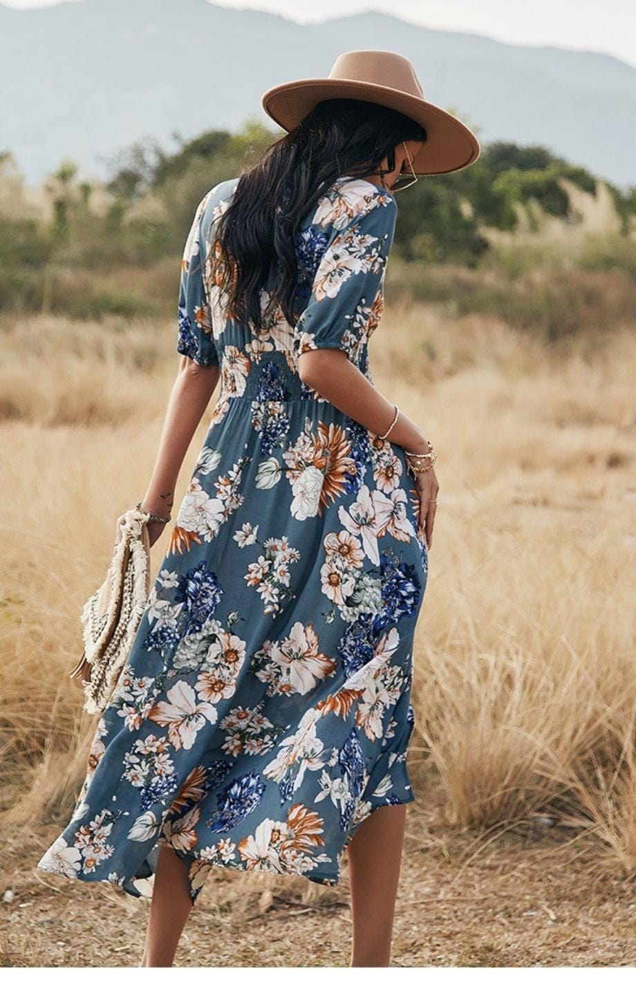 Robe Courte Fleurie Bleue - Miss Fleurie Robe Courte Fleurie Bleue - Miss Fleurie