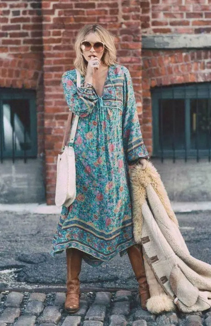 Robe Gitane Bohème | Reine Rustique BLEU / S