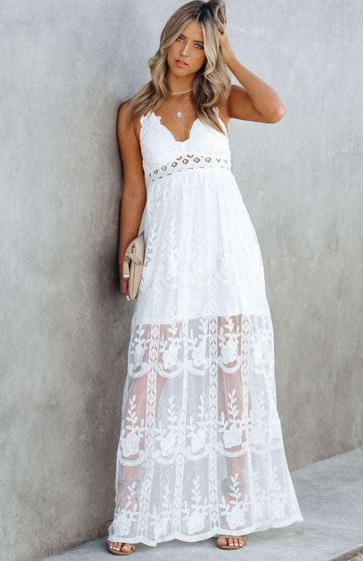 Robe Invitée Mariage Bohème | Reine Rustique BLANC / S