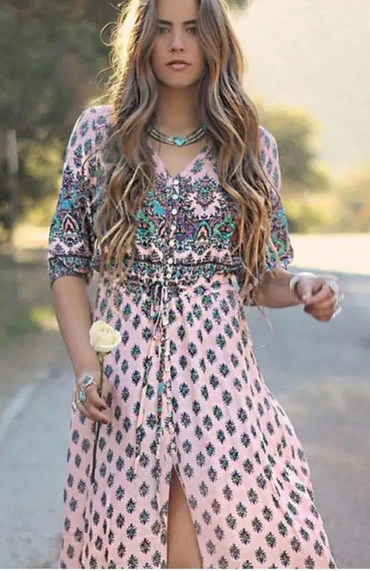 Robe Longue Bohème Hippie Chic | Reine Rustique ROSE / S