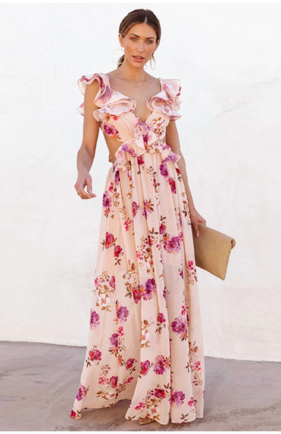 Robe Longue Fleurie Champêtre | Reine Rustique ROSE / S