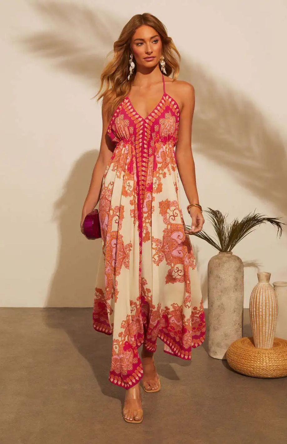 Robe Longue Pour Mariage Champêtre Chic | Reine Rustique ROUGE BEIGE / S