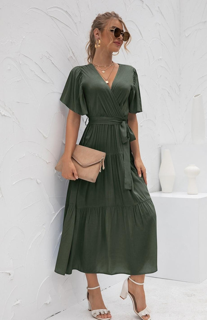 Robe Longue Printanière | Reine Rustique VERT / S