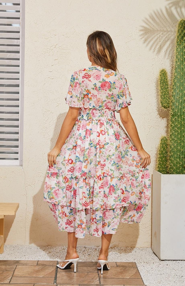 Robe Longue Rose Poudré Champêtre | Reine Rustique ROSE