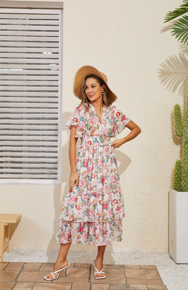 Robe Longue Rose Poudré Champêtre | Reine Rustique ROSE