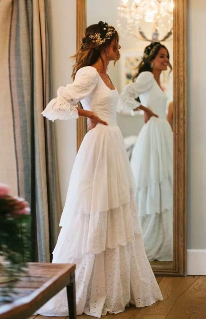 Robe Mariée Bohème Manche Longue | Reine Rustique