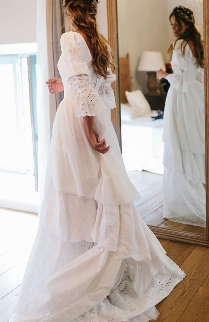Robe Mariée Bohème Manche Longue | Reine Rustique