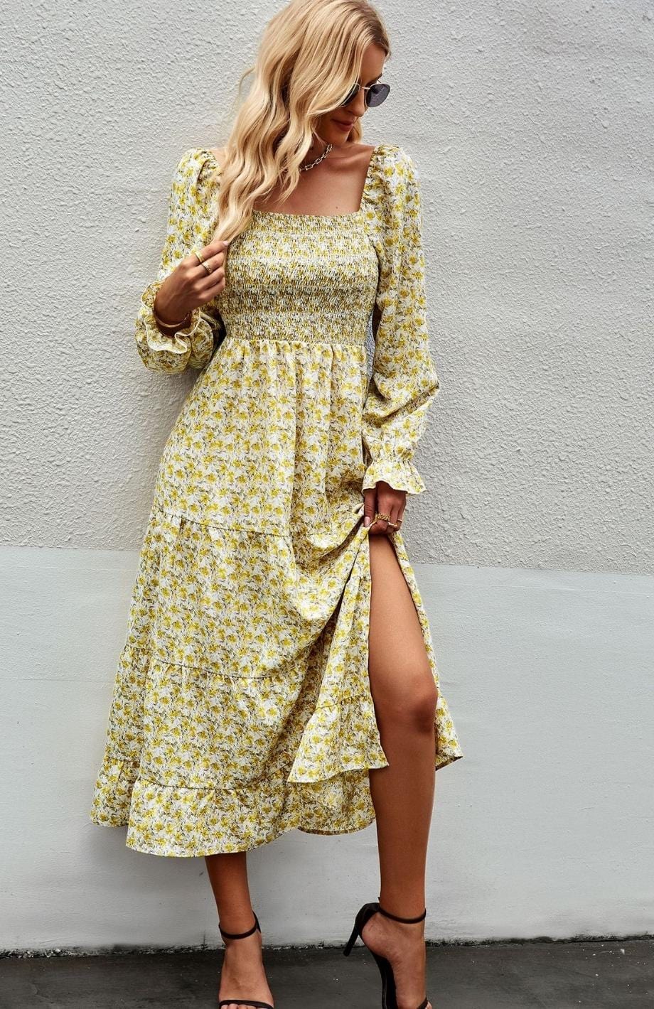 Robe Maxi Manches Longues Rustique  | Reine Rustique JAUNE / S