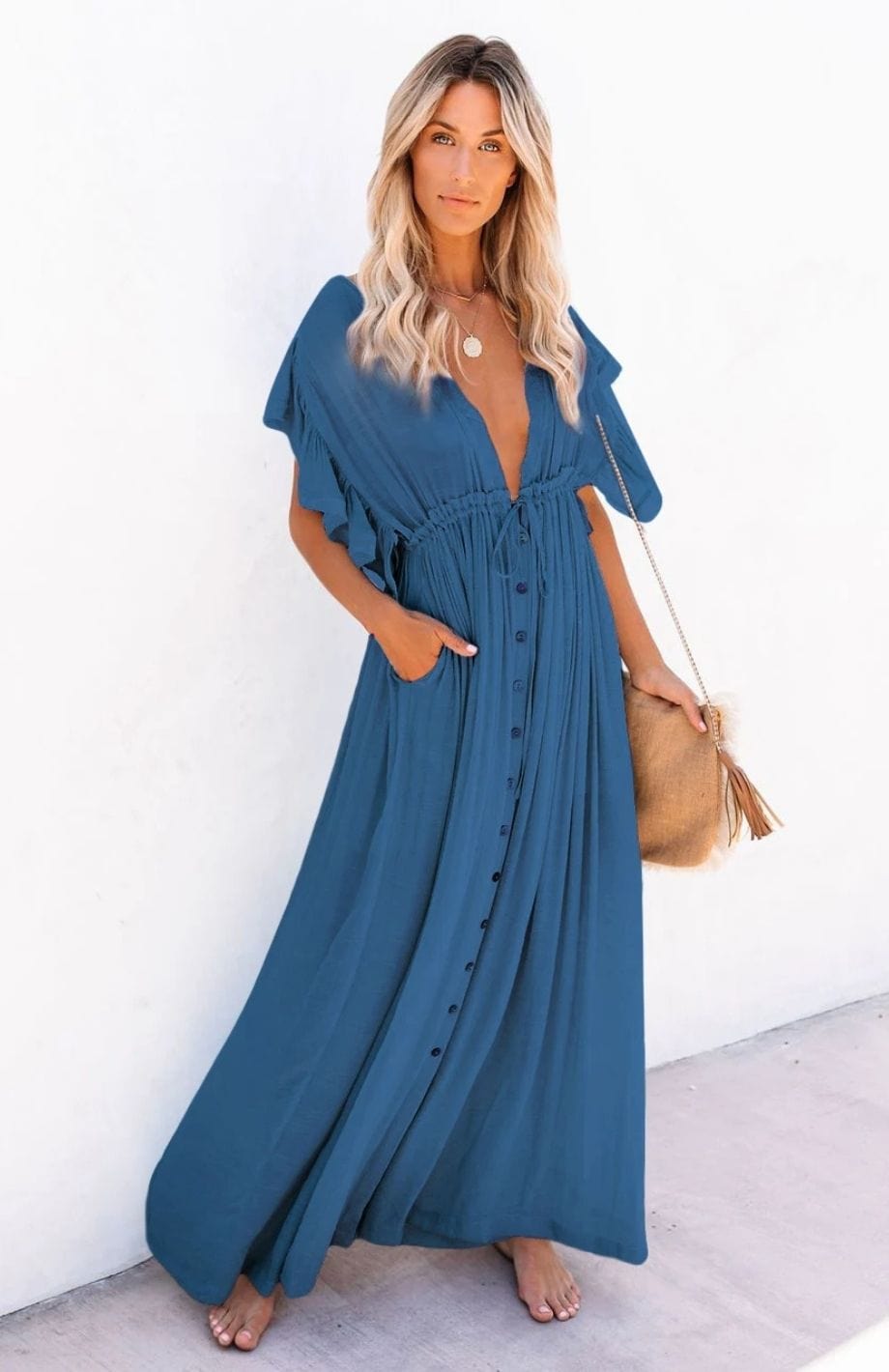 Robe Mere De La Mariée Bohème Chic BLEU / TAILLE UNIQUE