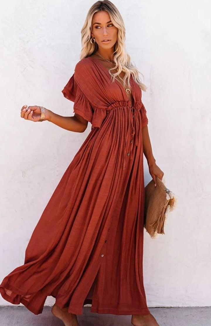 Robe Mere De La Mariée Bohème Chic ROUGE / TAILLE UNIQUE