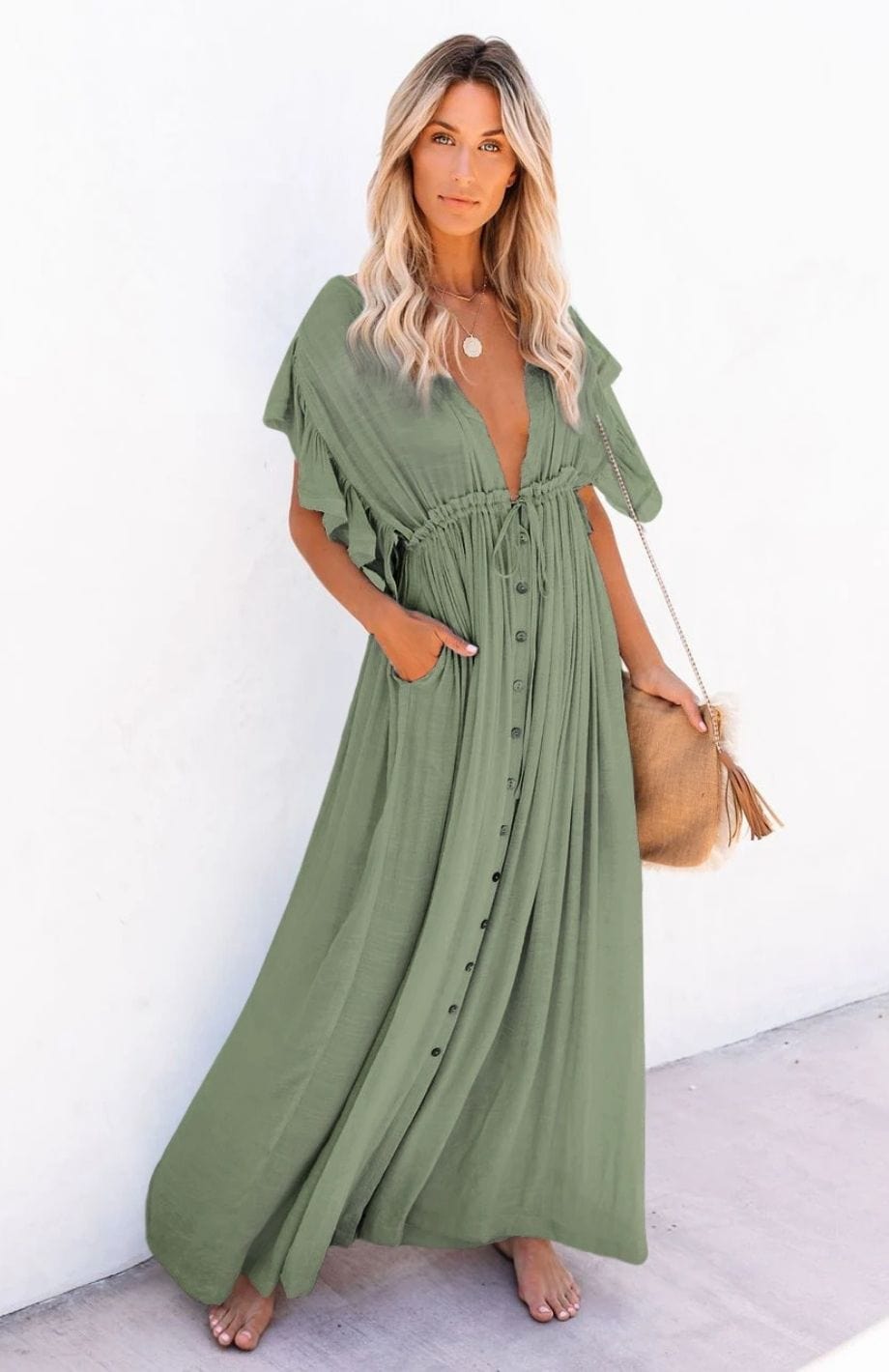 Robe Mere De La Mariée Bohème Chic VERT / TAILLE UNIQUE