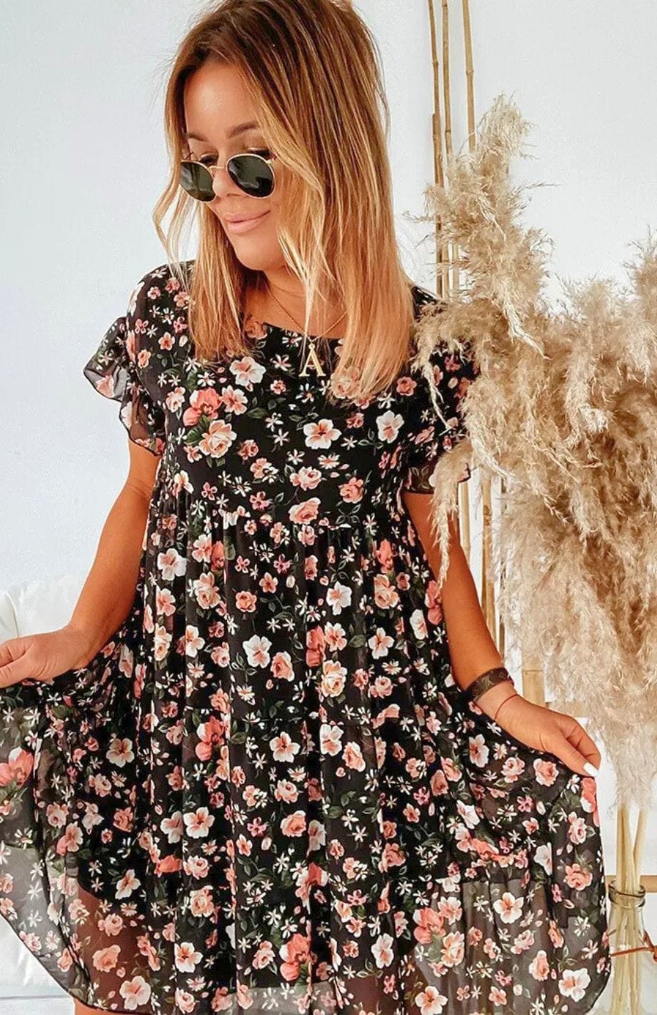 Robe Mi-Longue Fleurie Bohème Reine Rustique1