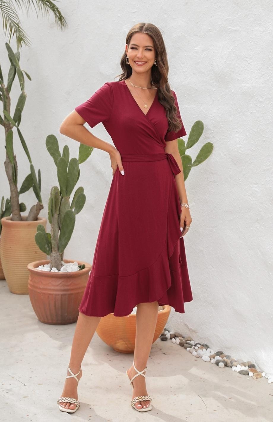 Robe Portefeuille Champêtre | Reine Rustique ROUGE BOURDEAUX / S