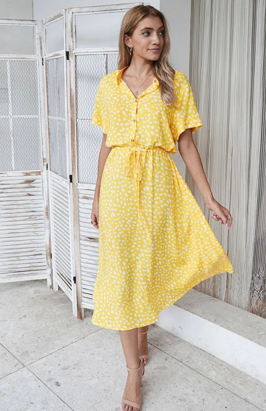 Robe Printanière Mi Longue JAUNE / S