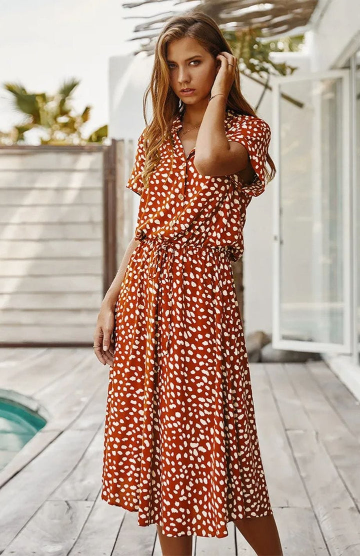Robe Printanière Mi Longue ORANGE / S
