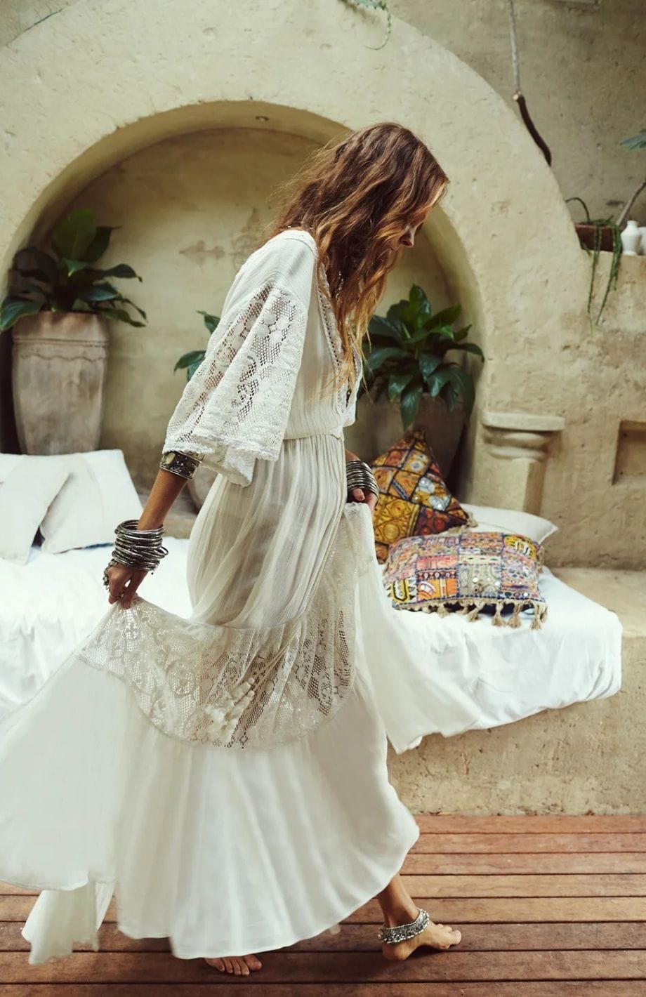 Robe Style Bohème | Reine Rustique BLANC / TAILLE UNIQUE