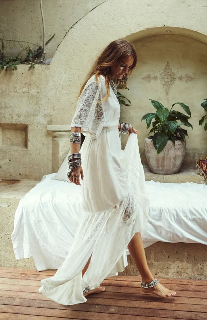 Robe Style Bohème | Reine Rustique BLANC / TAILLE UNIQUE