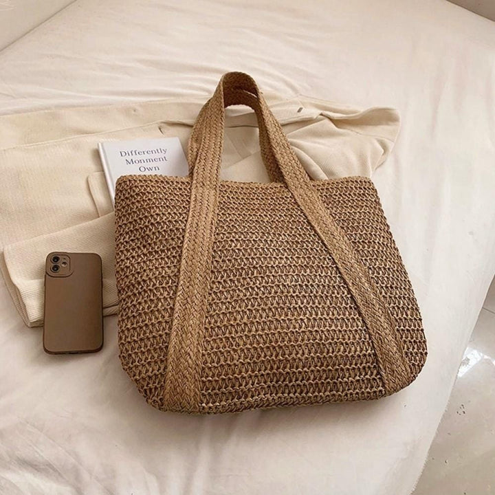 Sac De Plage En Paille | Reine Rustique KAKI / 43x37x2cm