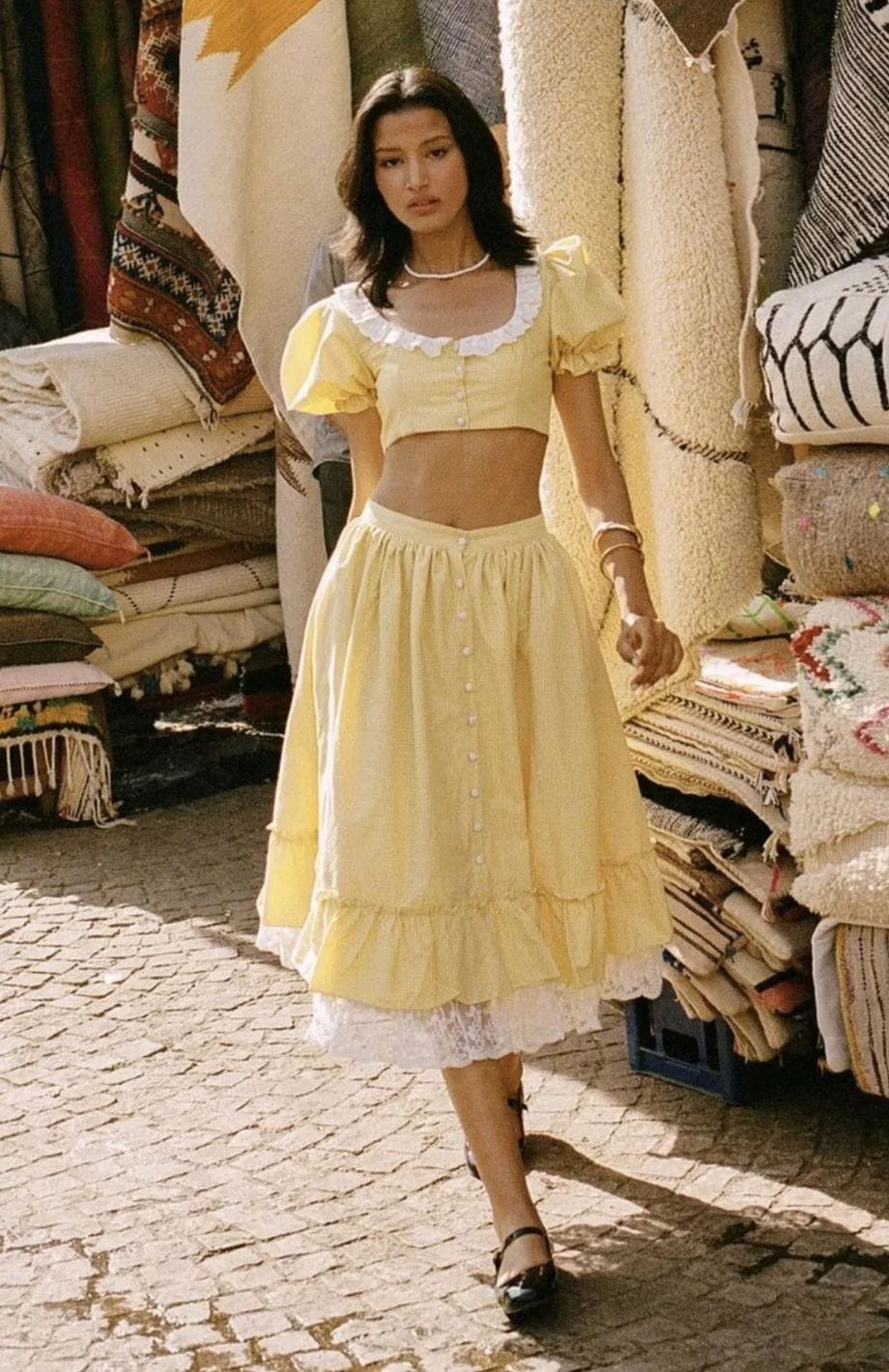 Tenue Jupe Champêtre Chic | Reine Rustique JAUNE / S